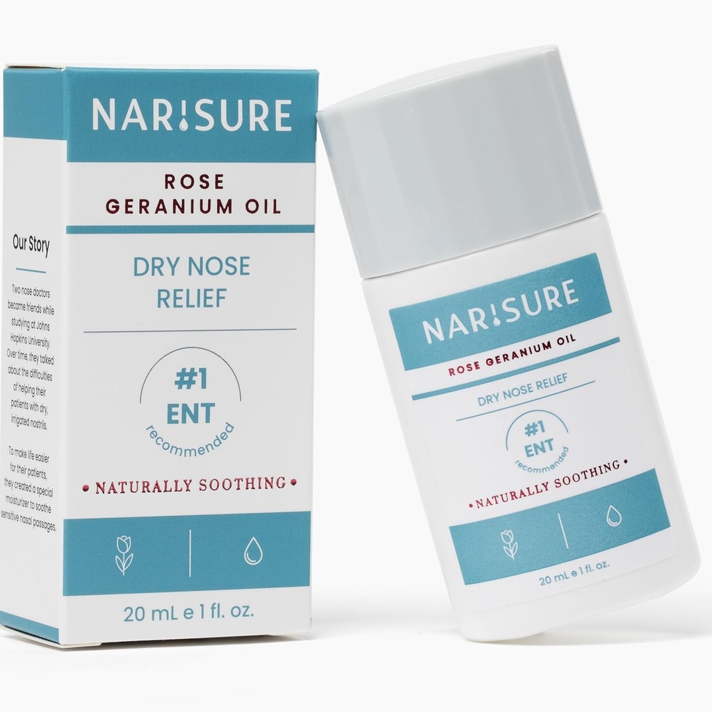 Dry Nose Relief Öl (20ml/1oz.) | Doctor Entwickelt & empfohlene beruhigende Nasal Feuchtigkeitsspendende Emollient | Rose Geranium, Vitamin E, natürliche Inhaltsstoffe | Gentle Dropper Top Applicator