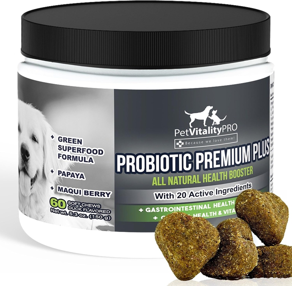 Probiotika für Hunde mit natürlichen Verdauungsenzymen ● 4 Bill CFUs/2 Soft Chews ● Hund Durchfall Upset Stomach Hefe Gas Bad Breath Immunität Allergien Haut jucken Hot Spots ● 60 Zähler