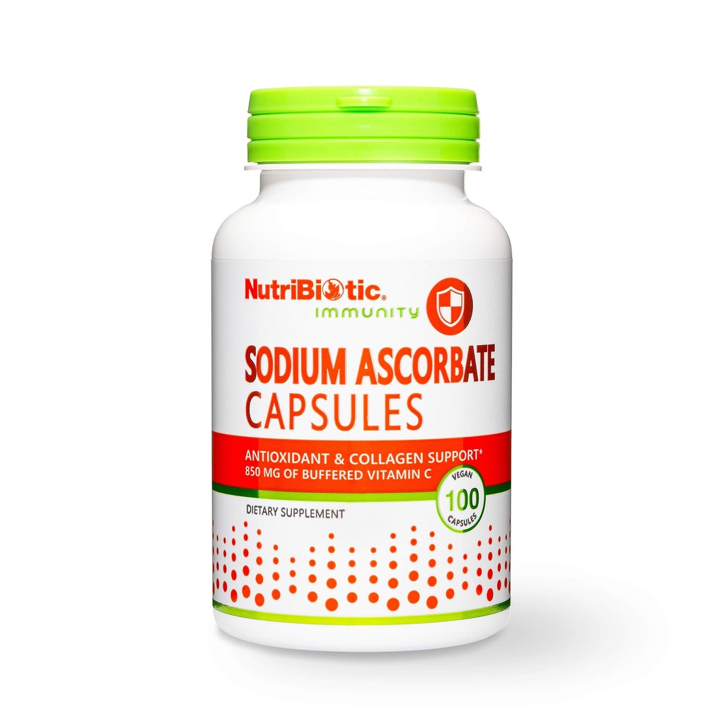 NutriBiotic - Natrium Ascorbat gepuffertes Vitamin C Kapseln, 100 Ct | Vegan, nicht-Acidic &amp; Easier auf Verdauung Than Ascorbic Säure | Essential Immun Support & Antioxidant Supplement | Gluten & GMO Kostenlos