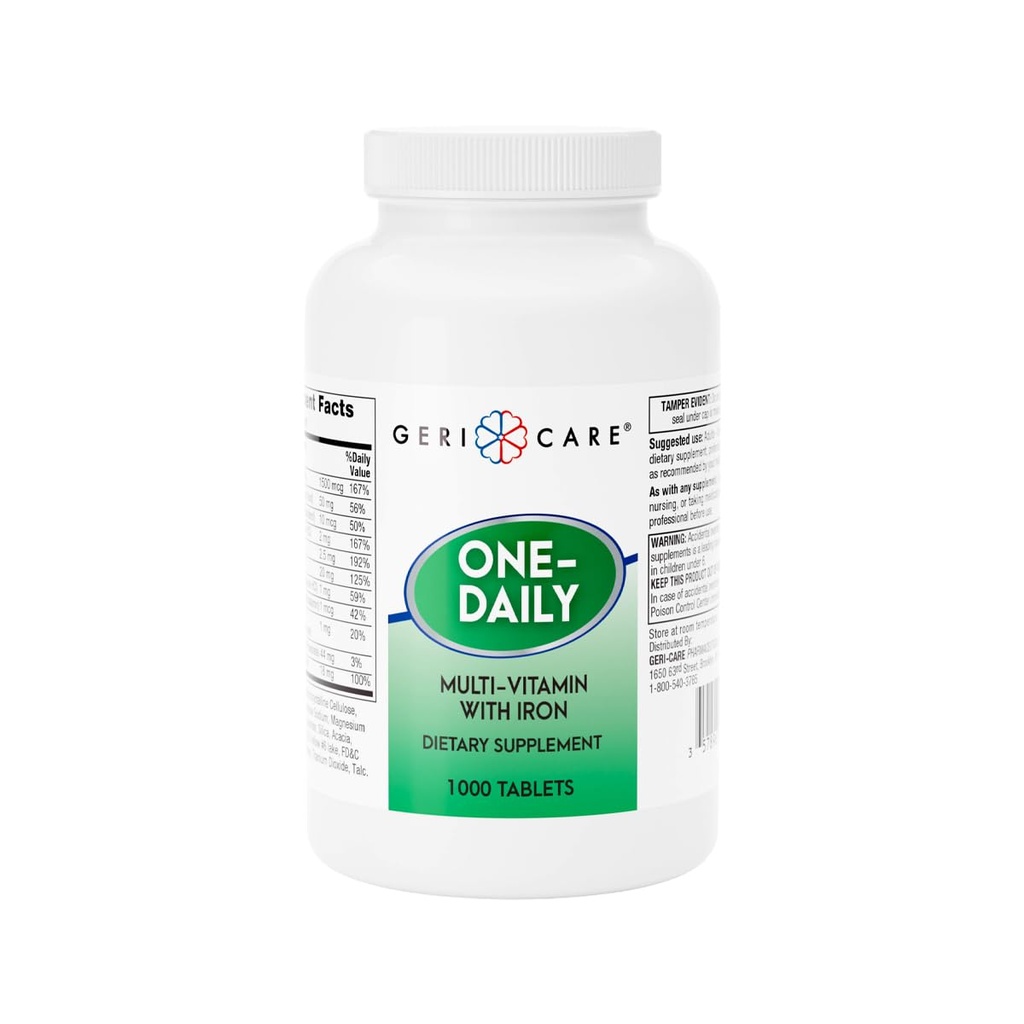 GeriCare One-Daily Multi-Vitamin con Compresse di Ferro, 1000 Conte (Pacchetto di 1)