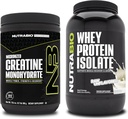 NutraBio Creatine Monohydrat, Unflavored, 300g und Whey Protein Isolate, Unflavored, Supplement Bundle - Muskelenergie, Lean Muskelwachstum, Erholung und Stärke