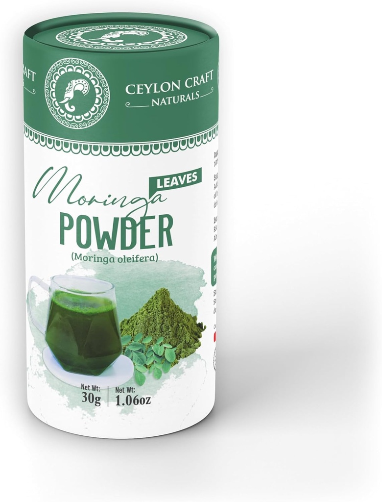 Moringa Foglie Polvere Moringa oleifera Ceylon Organic Tea/Herb No Additives, 100% Pure & Natural Sri Lanka Superfoods -30g