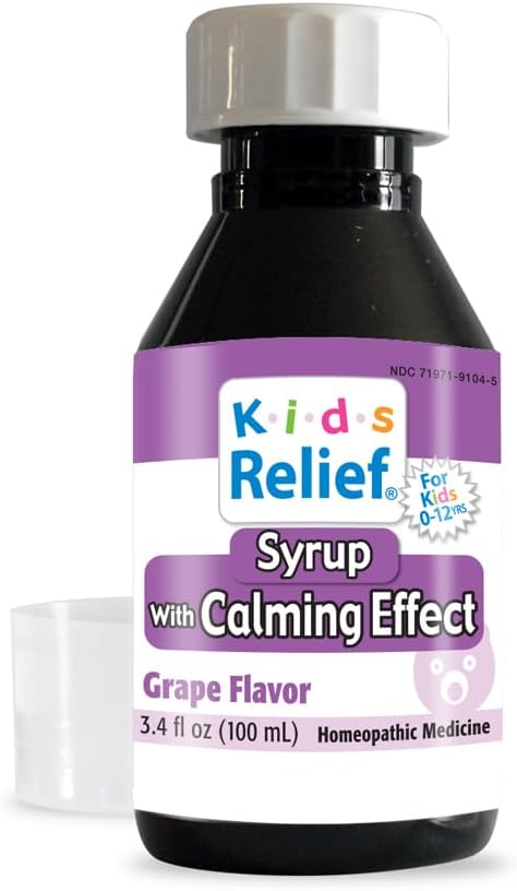 Kids Relief Syrup mit beruhigenden Effekt, für Kinder 0-12 Yrs, Grape Flavor, Gluten und Dye frei, kein hinzugefügter Zucker, 3.4 Unze