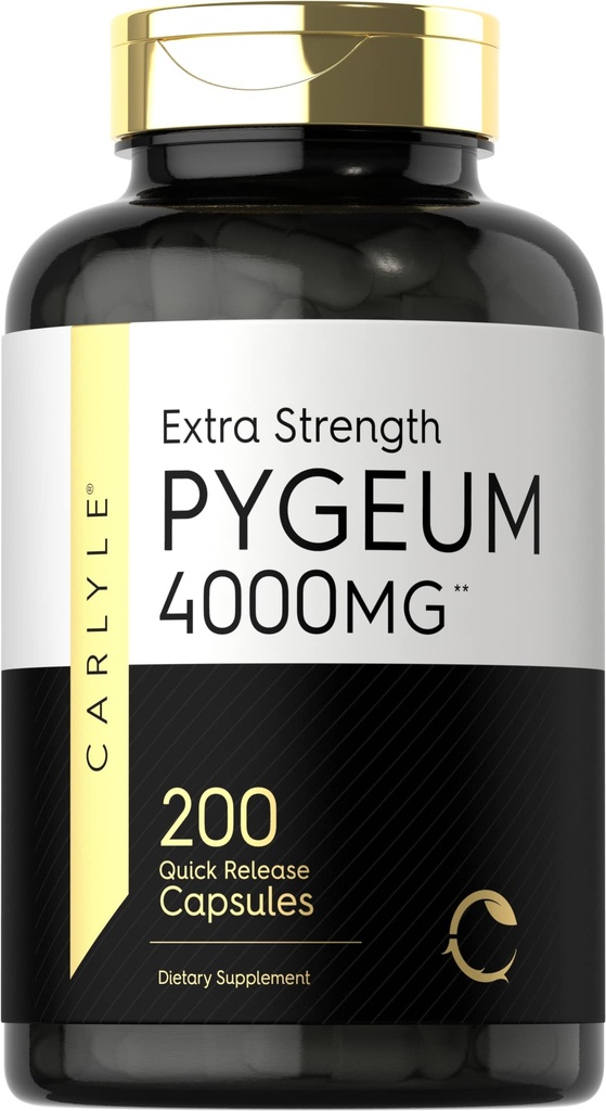 Carlyle Pygeum Africanum Barre 200 Capsules Extrait de haute puissance (non-OGM, supplément sans gluten)