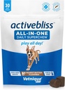 Vetnique Labs Activebliss Dog Multivitamin - Trattatura giornaliera con Glucosamina, Omega 3, Enzimi digestivi & Probiotici per il supporto misto, digestivo e immunitario - Vitamine per la salute ottimale, 30 Conte