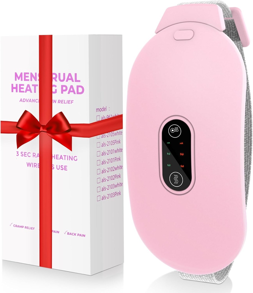 Heizkissen, Glyduny Period Cramp Massager Tragbare Cordless Heizkissen mit 6 Wärmestufen und 6 Massagemodi für Rückenschmerzen Relief Menstrual Heizkissen (Pink)
