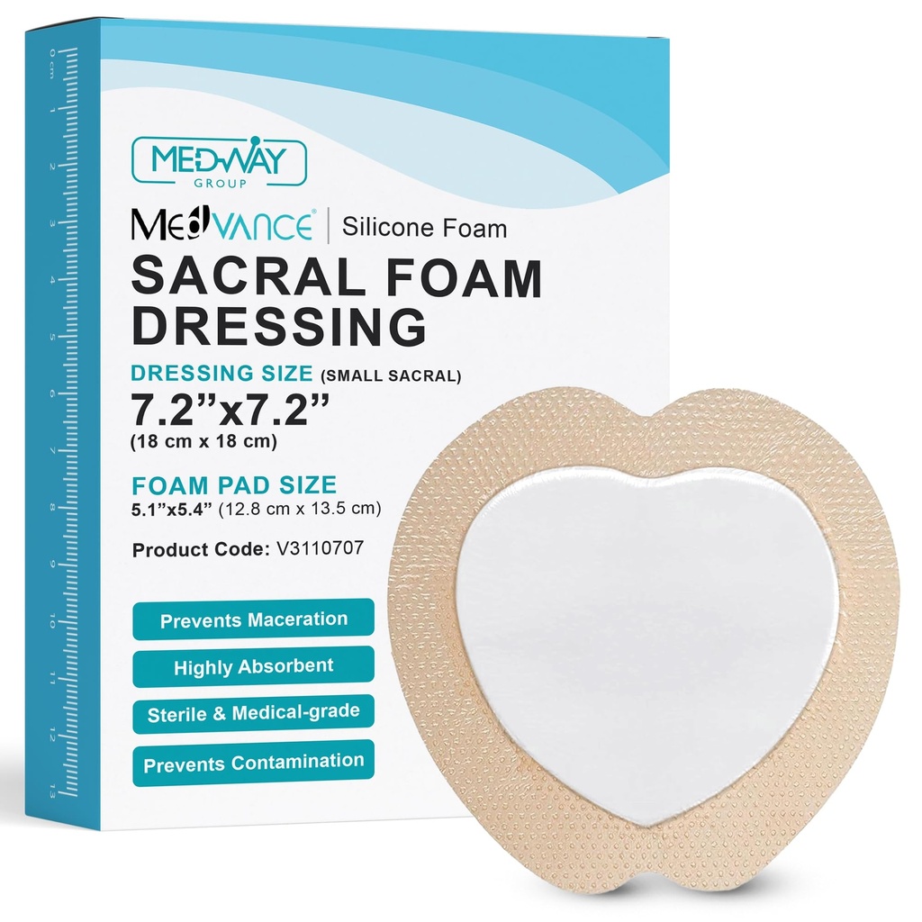 MedVance TM Silicone - Schiuma Adhesive Silicone Bordered Dressing Sacral Size 7"x 7" Box di 5 condimenti