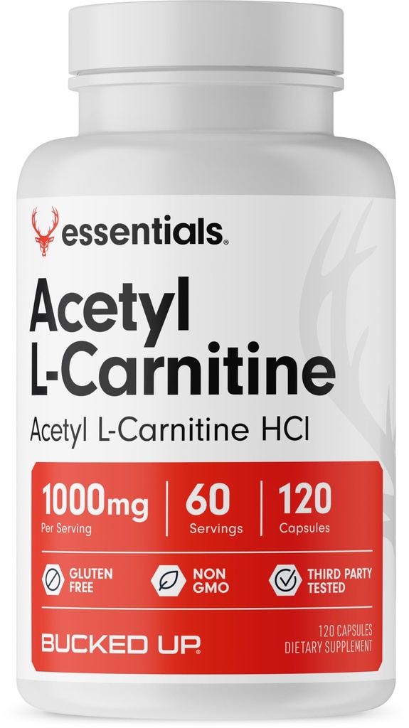 Abgeknicktes Acetyl L-Carnitin 1000mg pro Servierung, unterstützt Hirnfunktion Essentials (60 Servierungen, 120 Kapseln)