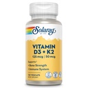 SOLARAY Vitamin D3 K2 - Integratore di supporto per la salute e l'immunità - Con 5000 IU Vitamin D come Vit D3 e 50 mcg Vitamina K2 come Menoquinone MK7, Fatto Senza Soia, Garanzia di 60 giorni, 120 Serv, 120 VegCaps