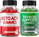 Keto ACV Gummies (60 Count) Advanced Weight Loss Formula and Thyroid Support (90 Count) Support Supplement mit Ashwaganda, Iodine, Bladderwrack, Kelp & Schisandra - Non-GMO, Vegan & Made in USA