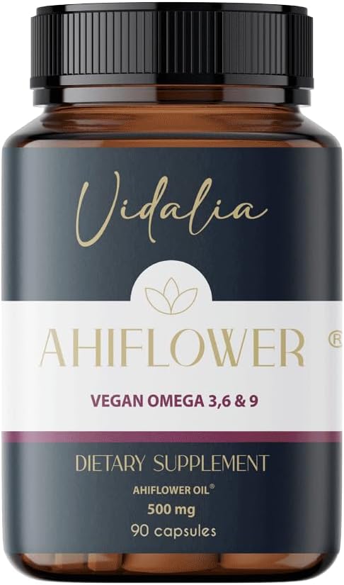 Olio di Ahiflower Vegan Omega 3, 6 & 9. 90 capsule. Vidalia di The Mix Superfoods. 45 Serve. Fonte sostenibile eccezionale. Vegan al 100%. NO Pesce