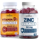 NEW AGE Immune Defense Combo - 2 Pack - Vitamina D3 Gummies 5000 IU 125mcg & High Potency Zinc Gummies, Immune Booster 120 Count
