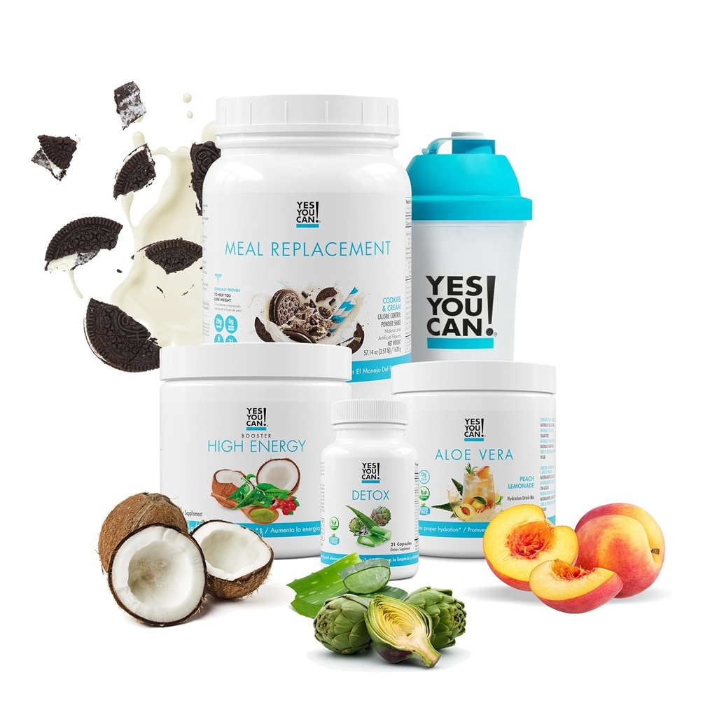 Oui, vous pouvez! Detox Plus Kit, Daily Cleanse Pure Fibre repas de remplacement boisson mélange, Shake Booster et supplément, kit de nettoyage du corps pour les hommes et les femmes