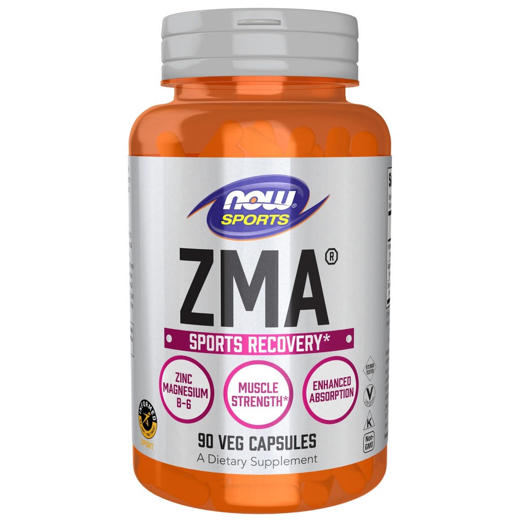 NOW Foods Sports Nutrition, ZMA (Zinc, Magnesium und Vitamin B-6), Enhanced Absorption, Sports Recovery*, 90 Kapseln