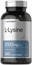 Horbäach L-Lysine Supplement 2000mg | 240 Caplets | Freie Form L-Lysine Hydrochlorid | Vegetarisch, Non-GMO, Glutenfrei
