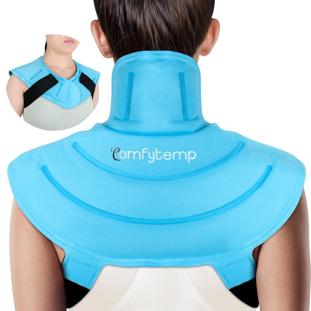 Comfytemp Ice Pack für Hals Schultern Schmerzlinderung mit Riemen, Wiederverwendbare Gel Schulter Ice Pack Wrap, Kalte Kompression körperliche Therapie Erholung für Obere Rücken, Cervical Injuries (S)