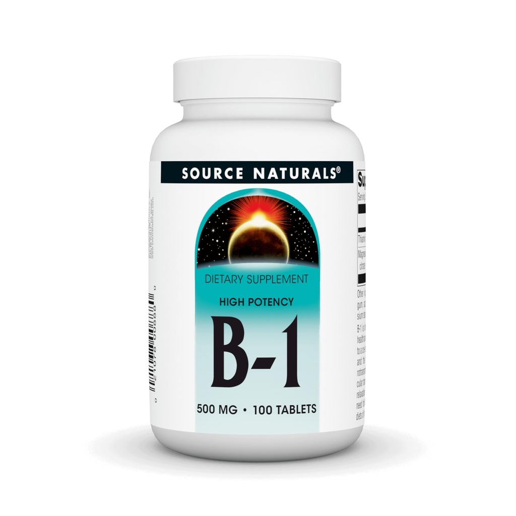 Quelle Naturals Vitamin B-1 Thiamin 500mg Hohe Potenz, 100% rein - 100 Tabletten