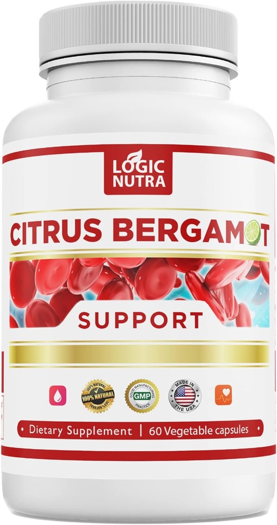 Citrus Bergamotte Ergänzung für hohe Cholesterin – 1000mg Citrus Bergamotte Extrakt 10:1 (2 Caps) – Bio, Non-GMO, patentierte klinische Grad Bergamotte Mischung für Herzgesundheit – 60 Kapseln