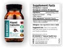 Capsule Pippali di DR WAKDE (pepero lungo, 60 tappi di Veg, supplemento di base vegetale, erba ayurvedica, tutto naturale, vegano)