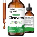 Wild & Organic Cleavers Tincture - Gocce di disintossicazione a base di erbe con Cleavers Herb - Galium Aparine Leaf Extract Supplement - Vegan, Sugar & Alcohol-Free - 4 fl oz