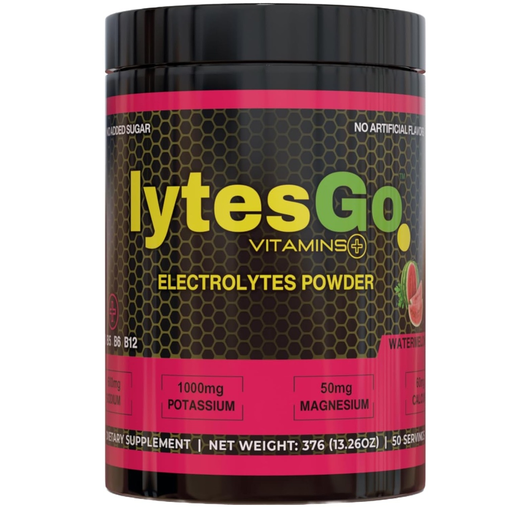 lytesGo Elektrolyte Pulver Hydration Drink - Kein Zucker - Wassermelone Flavor - Elektrolytpulver zur Erholung - 50 Servierungen