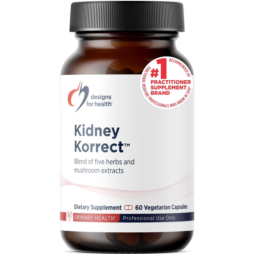 Designs für Health Kidney Korrect - Kräuter + Pilze für Nierenunterstützung - Vegan, Nicht-GVO-Ergänzung (60 Kapseln)