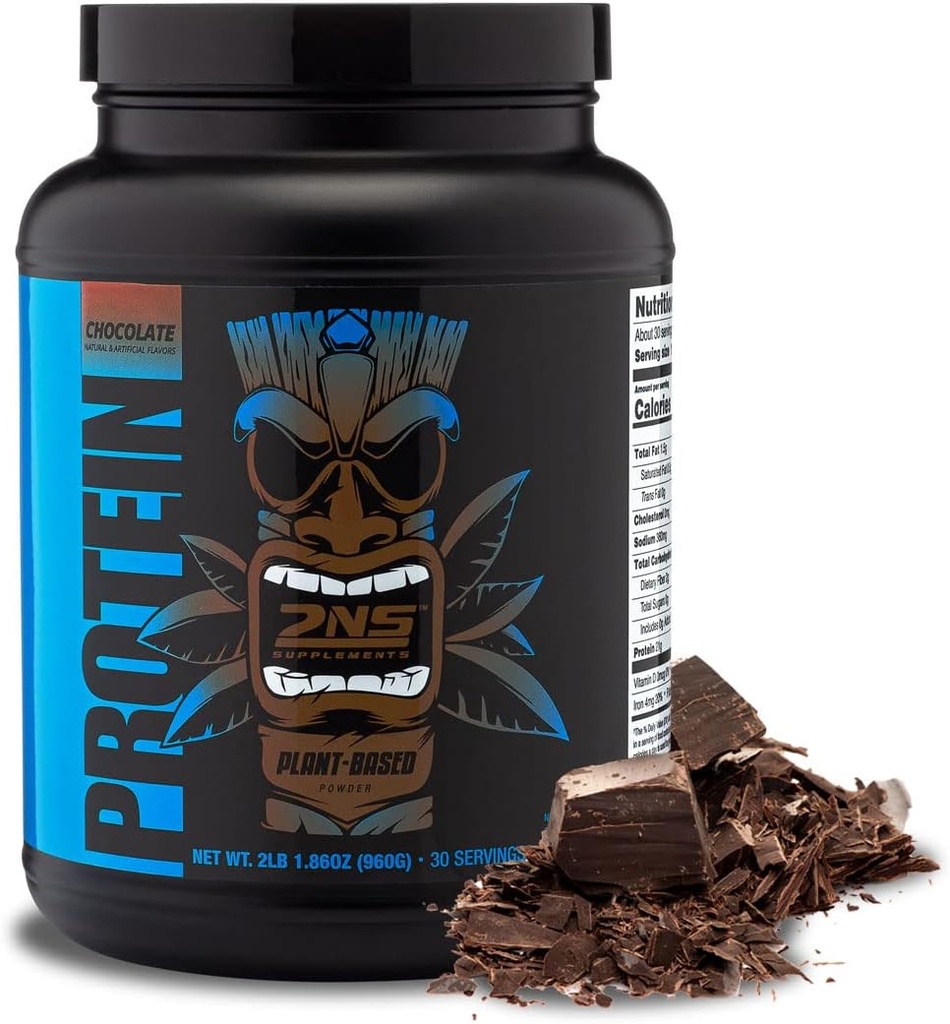 2nd Nature Supplements – Proteine a base vegetale, Cioccolato, 30 Serve, 2.2 LB – 21G Vegan Protein & EAAs per sostenere la crescita e il recupero del muscolo – No Sugars Aggiunto & Made Without Soy, Gluten o OGM