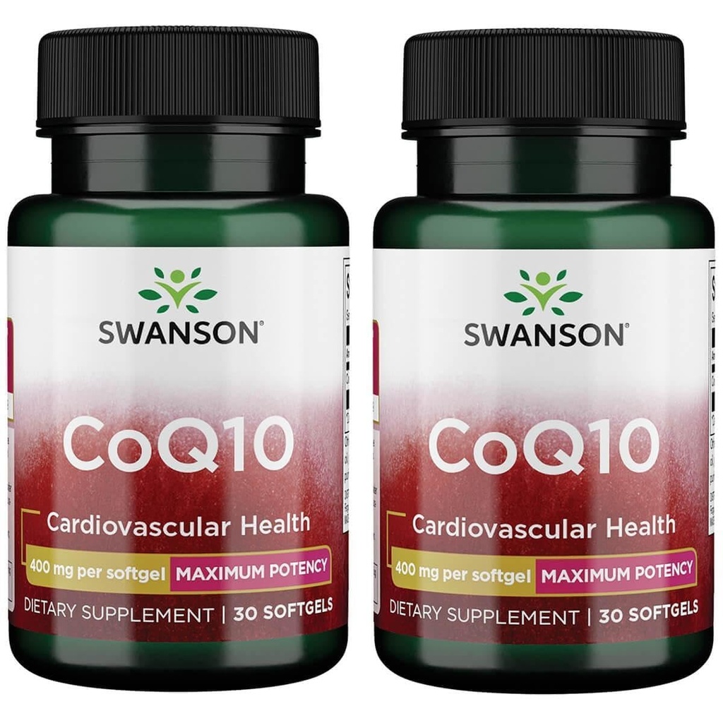 Swanson CoQ10 - Hilft, Herzgesundheit, Energieunterstützung, & Aids Gesamte Herz-Kreislauf-System-Gesundheit zu fördern - Hilft Coenzyme Q10 Supplement - (30 Softgels, 400mg Jeder) (2 Pack)