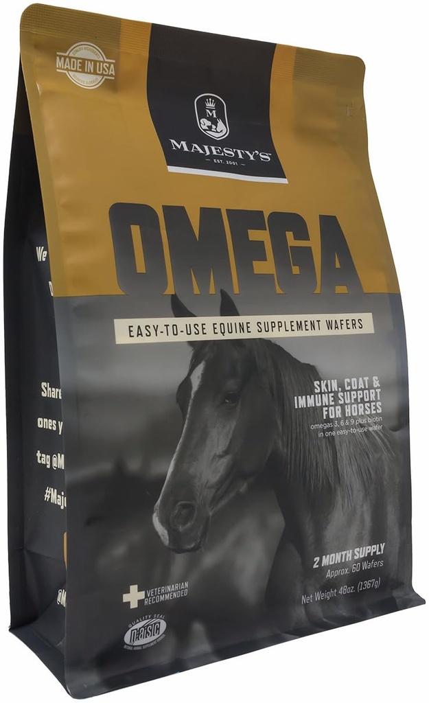 Omega Wafers der Majestät - Superior Horse / Equine Skin, Coat und Immun Support Supplement - Omega 3, 6, 9 und Biotin - 60 Count (2 Month Supply)
