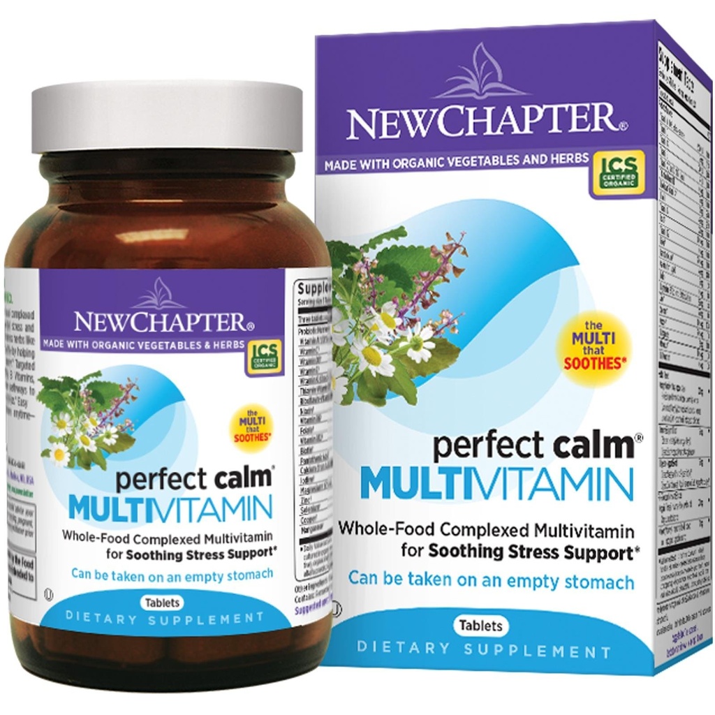 Neues Kapitel Perfekte Beruhigung - Tägliche Multivitamin für Stress & Stimmung Unterstützung mit B Vitamine + Heilige Basilikum + Zitronenbalsam + Organische Non-GMO Zutaten - 144 Zähler