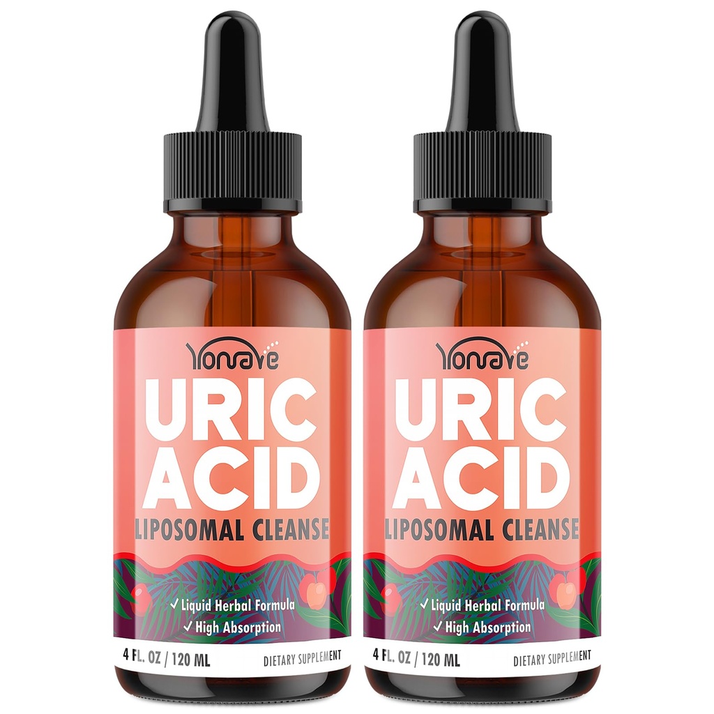 Gouttes d'acide liposomique Urique, supplément de cerise de tart avec graines de céleri et extrait de boswellie – Muscle, detox, articulaire et rein, supplément liquide de nettoyage d'acide Uric – 4 FL OZ (2 bouteilles)