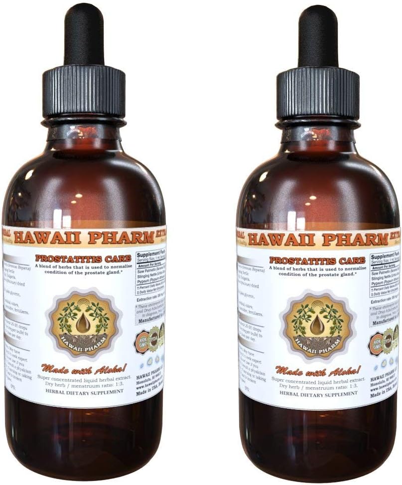 Prostate Support Dietary Supplement: Pygeum (Pygeum Africanum) Barque, Saw Palmetto (Serenoa Repens) Berry, Stinging Nettle (Urtica Dioica) Teinture de feuille (extrait liquide à base d'alcool) 2x2 oz