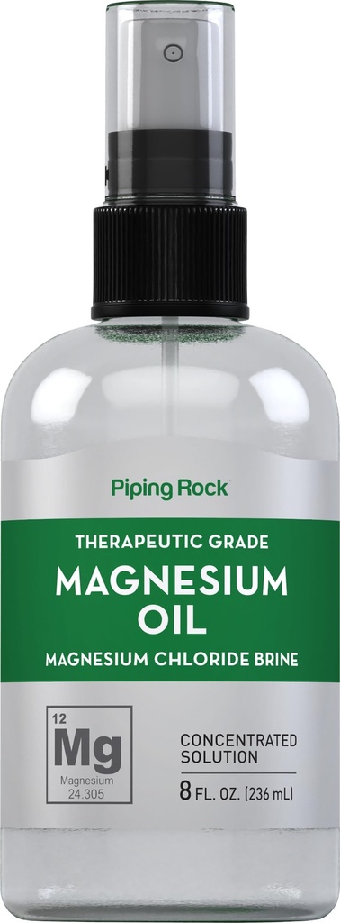 Vaporisateur d'huile de magnésium pur de roche de pipi 8 Fl Oz , Chlorure de magnésium Brine , Solution concentrée liquide , Classe thérapeutique , Non-OGM , Sans gluten