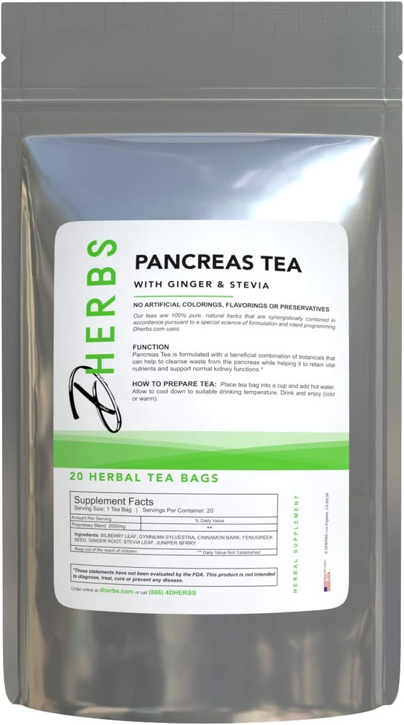 Kräuter Pancreas Tee, Sauber mit Juniper, Fenugreek und Gymnema (20 Taschen)