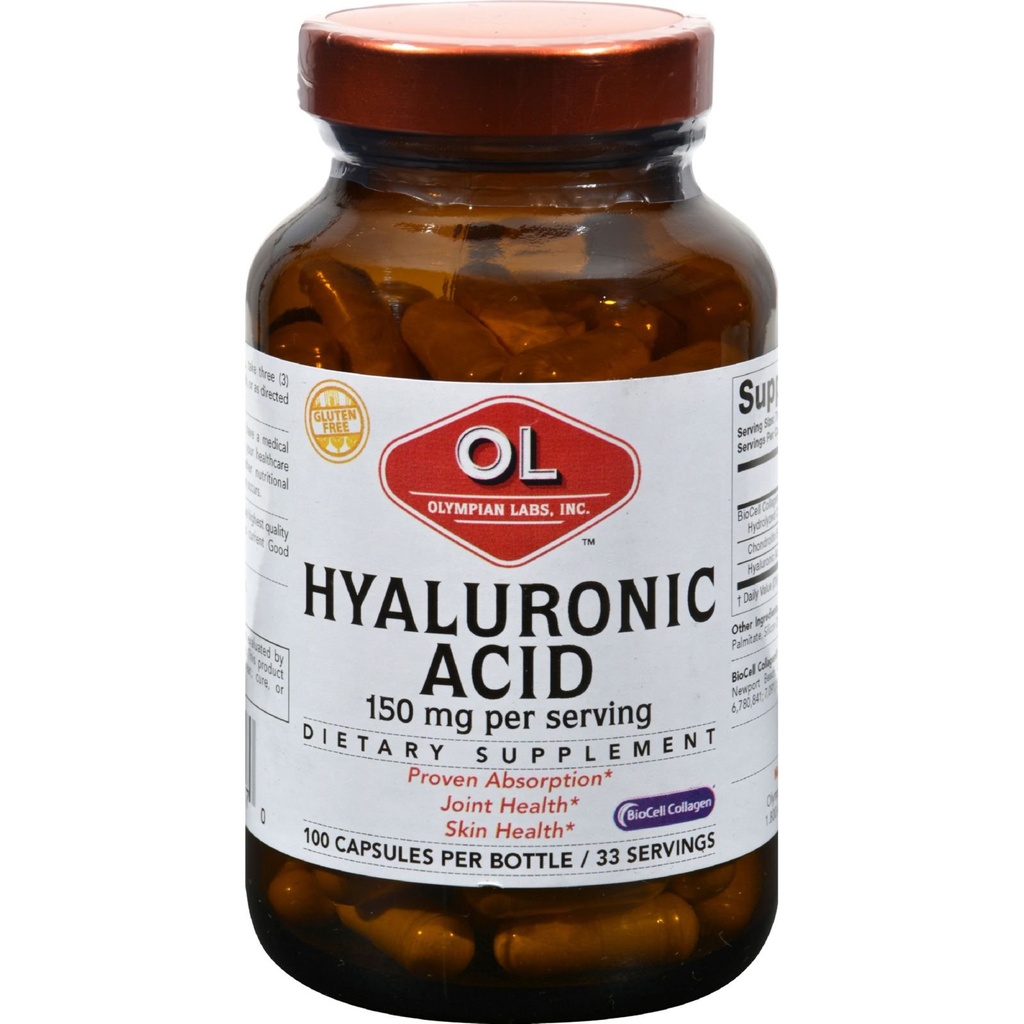 Olympian Labs Hyaluronsäure 150mg | 99 Kapseln | Unterstützt gesundes Bindegewebe und Gelenke - Förderung jugendlicher gesünder Haut