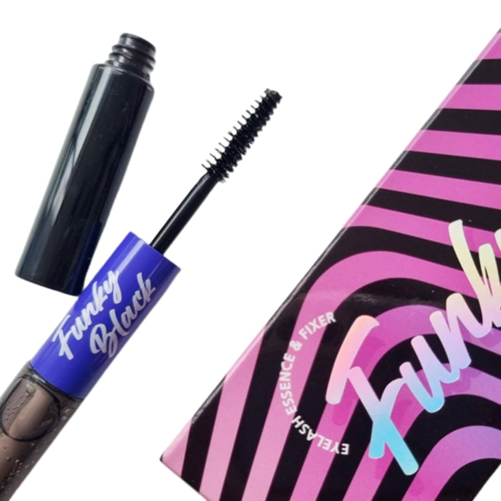 Enhancer de croissance des cils noirs Funky pour pousser plus épais, les cils plus longs et boost des sourcils 1,7fl oz + fixateur des cils 1,7 fl oz (Enhancer et fixateur en un)