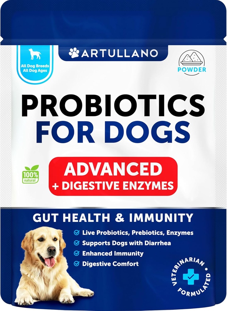 Probiotika für Hunde - Unterstützung Gut Gesundheit, juckende Haut, Allergien, Immunität, Hefe Balance - Hundeprobiotika und Verdauungsenzyme - 30 Sticks
