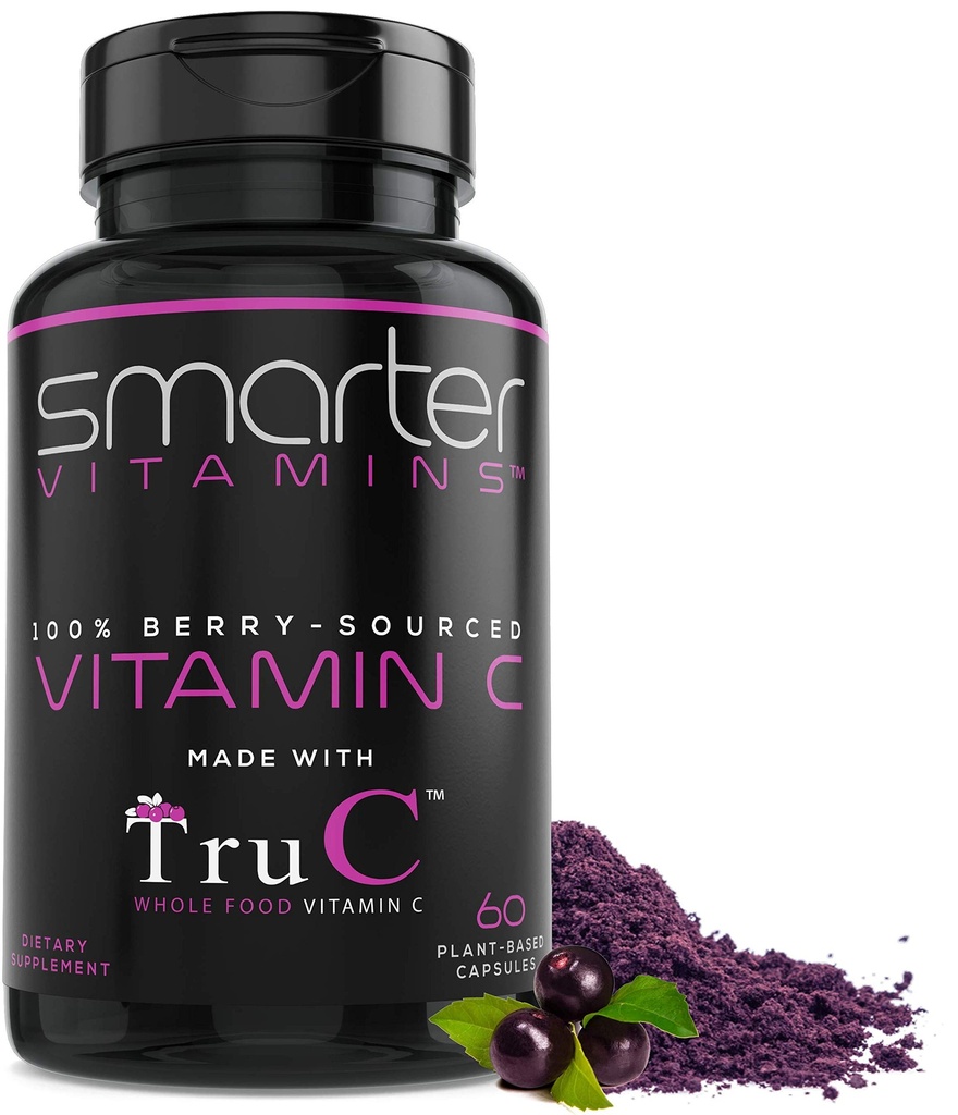 Smarter Raw Whole Food Vitamin C di Berry, Antiossidanti Premium, Bioflavonoidi e Polifenoli, 60 capsule vegane