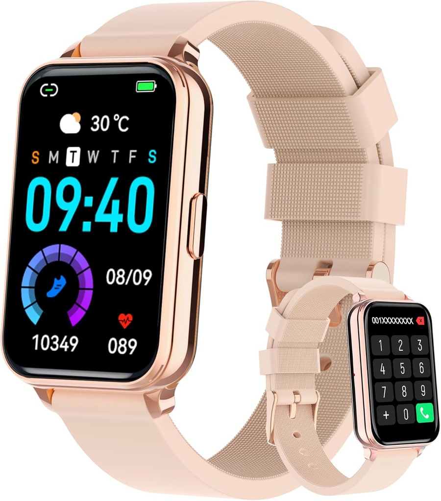 Smart Watch Fitness Tracker Make/Answer Anrufe für Frauen Männer mit Herzfrequenz Blut Sauerstoff Schlaf Monitor Sportarten Schritt Calorie Counter IP68 wasserdicht für Android-Handys und iPhone