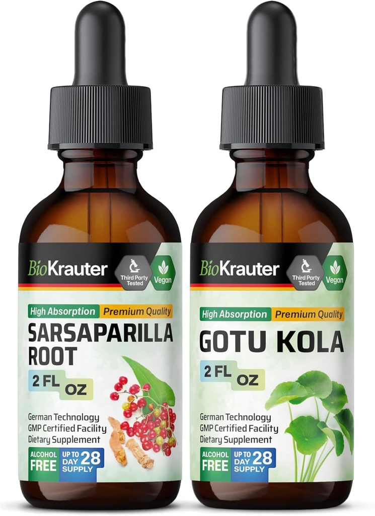 BIO KRAUTER Sarsaparilla Tincture 2 Fl. Oz. & Gotu Kola Tincture 2 Fl Oz.