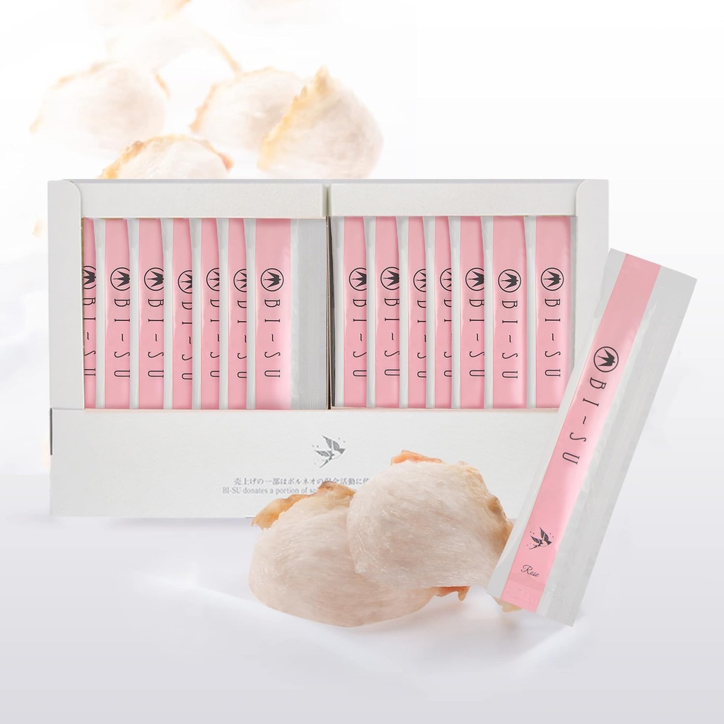 Estratto di gelatina BI-SU | Estratto di nidi di Swiftlet naturali, collagene, vitamina C, giapponese Skincare, anti-invecchiamento, mantiene l'elasticità della pelle, migliora il sistema immunitario, salute del GI, aroma di rosa, 30 PCS