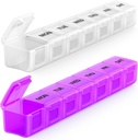 BUG HULL Organizzatore di pillole settimanali grandi 2 pacchetti, organizzatori di pillole di viaggio extra grandi, scatola di pillole 7 giorni, caso di viaggio di pillole, organizzatore di pillole di medicina per vitamine, integratori e farmaci (White+Purple)