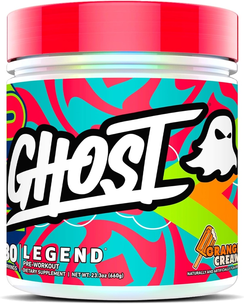 GHOST Legend Pre-Workout Powder, Crema Arancione - 30 Serve – Pre-allenamento per uomini e donne con Choline, L-Citrulline, & Beta Alanine per energia & Focus