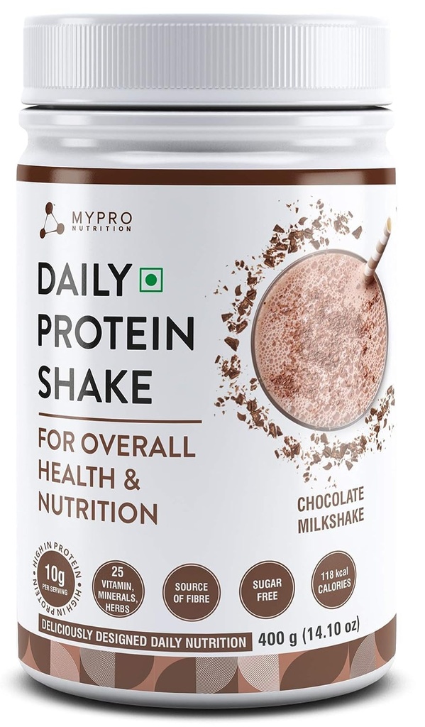 Générique QURA Secouer les protéines quotidiennes 118 kcal Calories, 25 Vitamine -Serveur -40- Pour les hommes et les femmes Chocolat lait Secouer le goût pour 400Gm