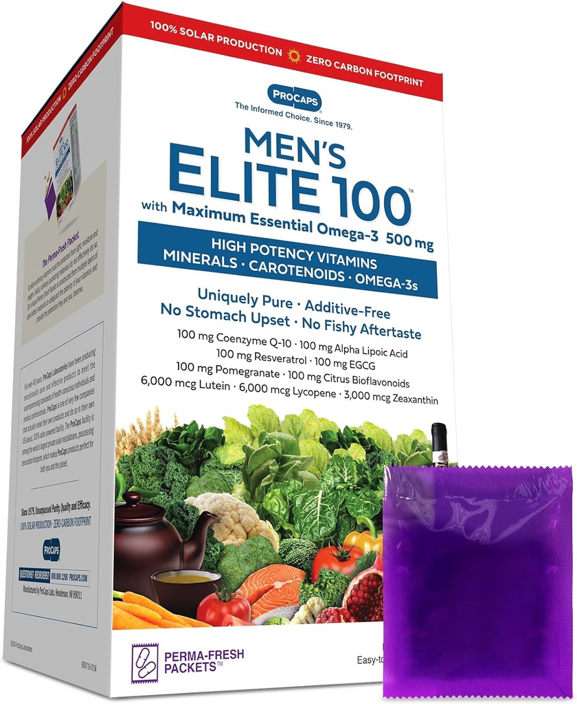 ANDREW LESSMAN Multivitamin-Men's Elite-100 con il massimo essenziale Omega-3 500 mg 60 Packets - 40+ Potenti Nutrienti, Vitamine essenziali, Minerali, Fitonutrienti e Carotenoidi. Nessun Additivo