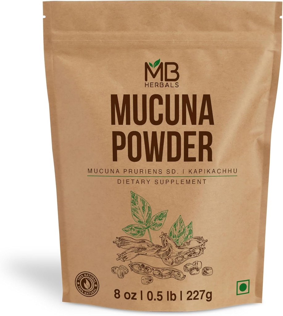 Polvere di Mucuna Pruriens | 8 oz (0.5 lb) | Polvere di semi di Mucuna bianca | 100% puro & naturale, non OGM, integratore di erbe vegan