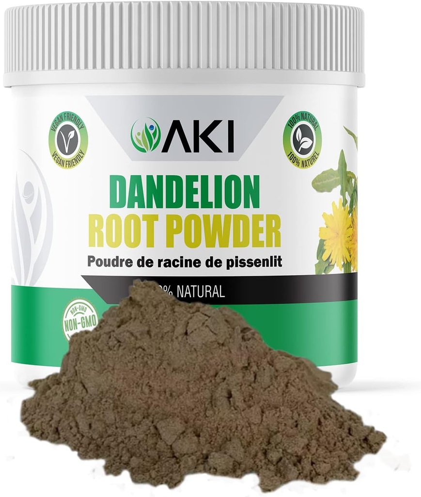 Polvere di radice di dadelione AKI - Ideale in vitamine e antiossidanti - Può aiutare a sostenere l'immunità - Gluten & Sugar-Free, Non-GMO (5.30oz /150g)