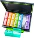 Organisateur hebdomadaire de pilules 2 fois par jour, coque de pilule de 7 jours, grande boîte à pilules portable pour voyager avec des contenants individuels amovibles pour contenir des vitamines, suppléments et médicaments