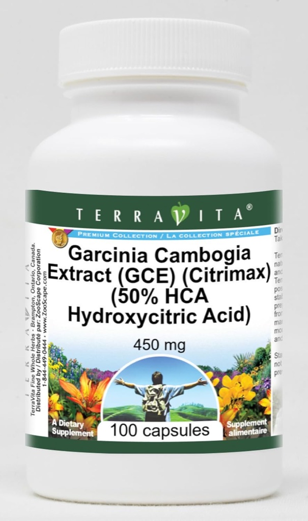 Estratto di Garcinia Cambogia (GCE) (Citrimax) (50% acido idrossicitrico HCA) - 450 mg (100 capsule, ZIN: 512451)