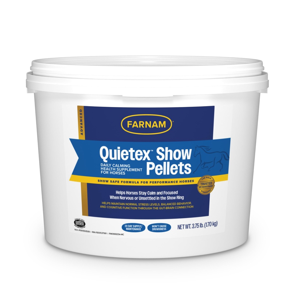 Farnam Quietex Show Pellets, aide à garder les chevaux calmes et détendus qui deviennent nerveux dans le show ring 3,75 lbs.